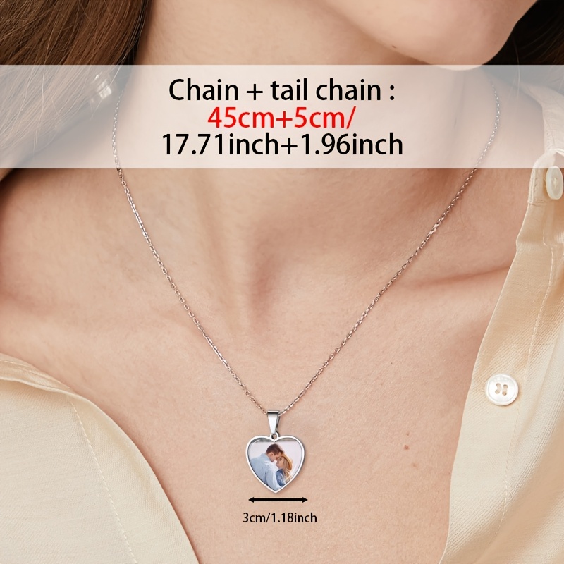 Custom Personalized Heart Photo Necklace, 18K Golden Plated